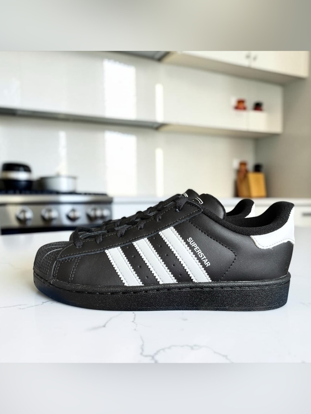 adidas Superstar II Size 3Y (Big Kids) Black White Leather Sneakers NEW